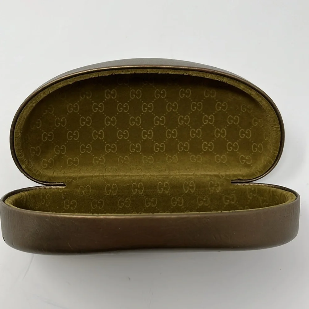 Gucci Guccissimo Clamshell Eyeglass/Sunglass Case in Metallic Gold